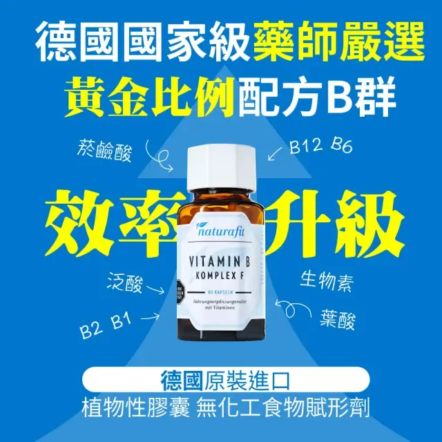 【德國 Natural Fit 活粒適】維生素B群 90粒(素食維他命B群 B1 B6 B12 葉酸 泛酸 菸鹼酸 生物素) - 圖片 4